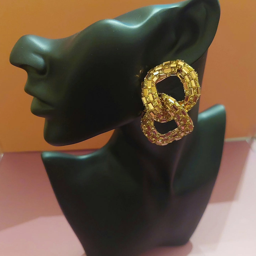 Gold Chain Rhinestone earrings