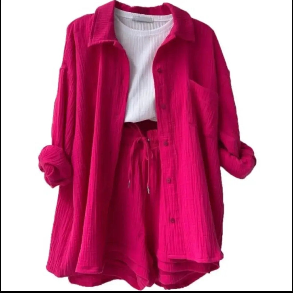 Pink Cotton/Linen  Short sets
