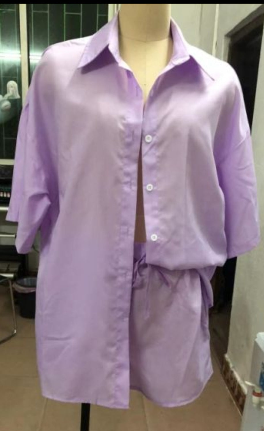 Cotton/polyester Lavender Short Sets